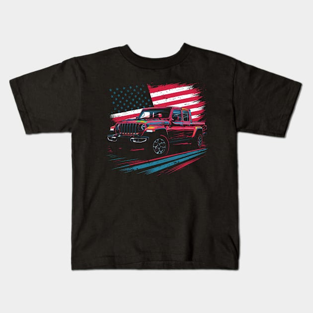 Jeep Gladiator (JT) - US Flag Kids T-Shirt by Moulezitouna